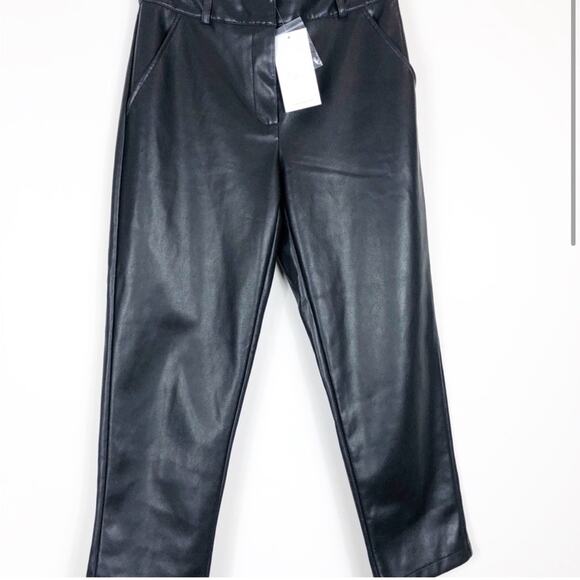 NWT 7 for all mankind faux leather cropped pants - Picture 4 of 8